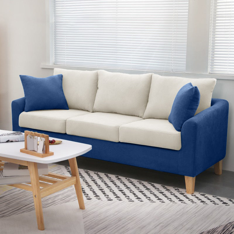 Scandinavian Pillow Top Arm Sofa with Sewn Pillow Back for Apartment Blue-White Clearhalo 'Furniture' 'furniture_sofas' 'kitchen' 'kitchen_sofas' 'Living Room Furniture' 'Sofa' 'sofas' 4648222