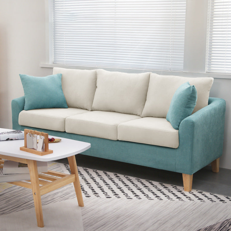 Scandinavian Pillow Top Arm Sofa with Sewn Pillow Back for Apartment White Green Clearhalo 'Furniture' 'furniture_sofas' 'kitchen' 'kitchen_sofas' 'Living Room Furniture' 'Sofa' 'sofas' 4648229