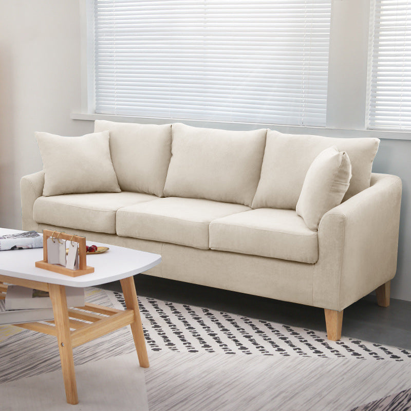 Scandinavian Pillow Top Arm Sofa with Sewn Pillow Back for Apartment Off-White 21"H x 68"L x 28"W Clearhalo 'Furniture' 'furniture_sofas' 'kitchen' 'kitchen_sofas' 'Living Room Furniture' 'Sofa' 'sofas' 4648230