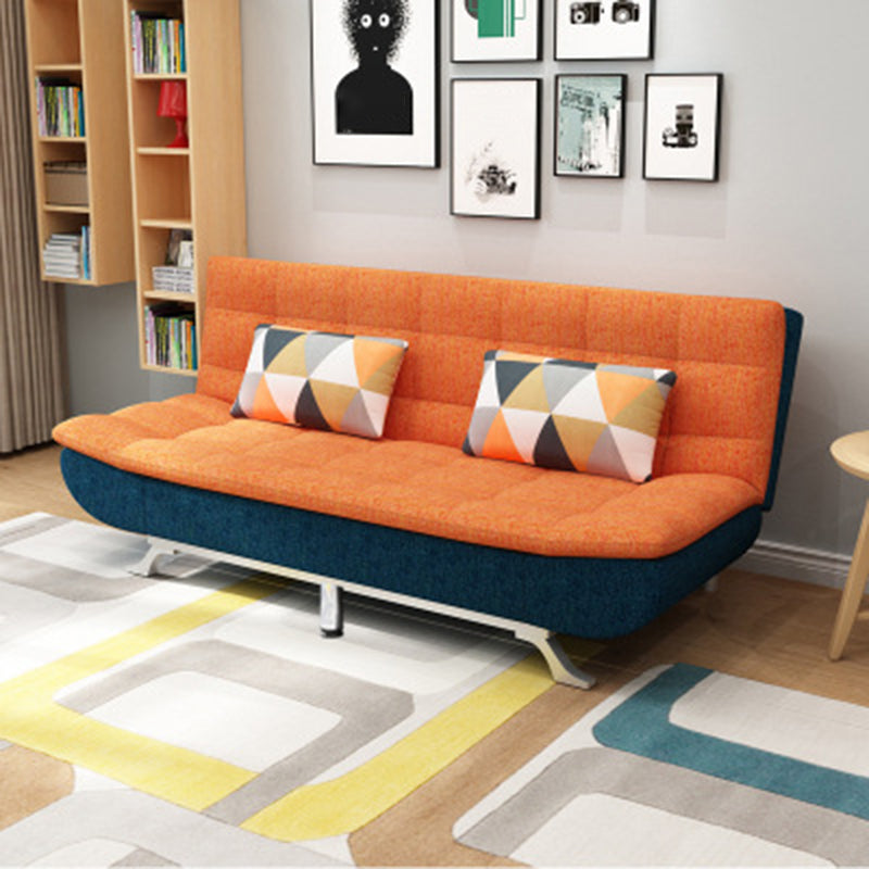 Modern Armless Metal Legs Sofa Faux Leather/Fabric Convertible Sofa Blue-Orange Clearhalo 'furn' 'furn_sofas' 'Furniture' 'furniture_sofas' 'kitchen' 'kitchen_sofas' 'Living Room Furniture' 'Sofa' 'sofas' 4648244