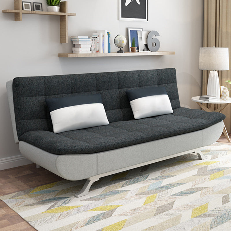 Modern Armless Metal Legs Sofa Faux Leather/Fabric Convertible Sofa White-Gray Clearhalo 'furn' 'furn_sofas' 'Furniture' 'furniture_sofas' 'kitchen' 'kitchen_sofas' 'Living Room Furniture' 'Sofa' 'sofas' 4648247