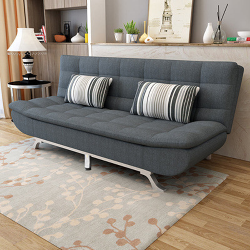 Modern Armless Metal Legs Sofa Faux Leather/Fabric Convertible Sofa Dark Gray Clearhalo 'furn' 'furn_sofas' 'Furniture' 'furniture_sofas' 'kitchen' 'kitchen_sofas' 'Living Room Furniture' 'Sofa' 'sofas' 4648252