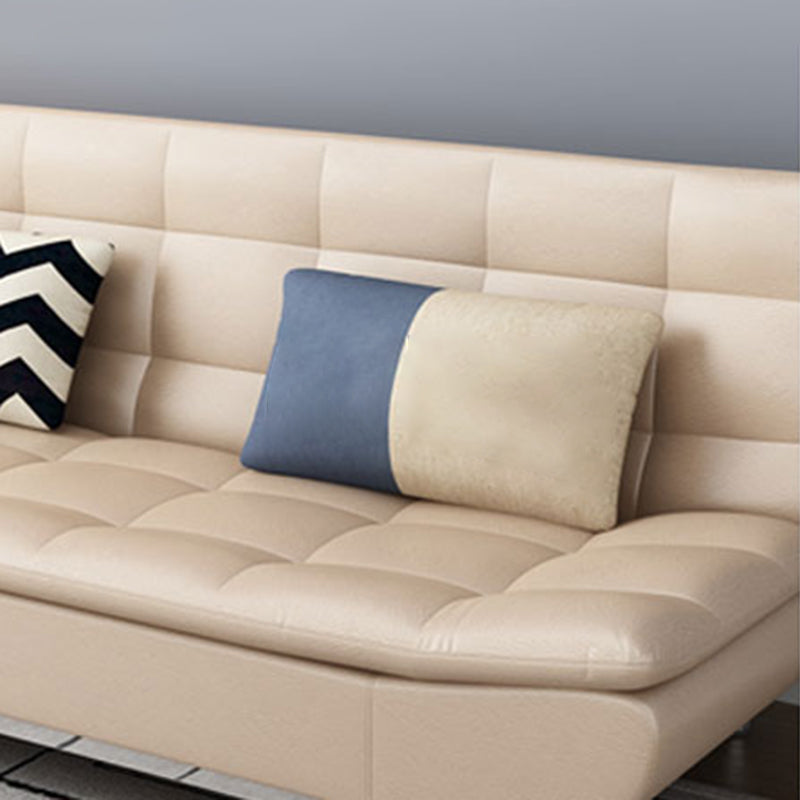 Modern Armless Metal Legs Sofa Faux Leather/Fabric Convertible Sofa Clearhalo 'furn' 'furn_sofas' 'Furniture' 'furniture_sofas' 'kitchen' 'kitchen_sofas' 'Living Room Furniture' 'Sofa' 'sofas' 4648257