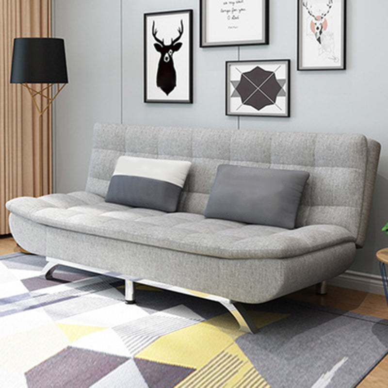 Modern Armless Metal Legs Sofa Faux Leather/Fabric Convertible Sofa Silver Gray Clearhalo 'furn' 'furn_sofas' 'Furniture' 'furniture_sofas' 'kitchen' 'kitchen_sofas' 'Living Room Furniture' 'Sofa' 'sofas' 4648261