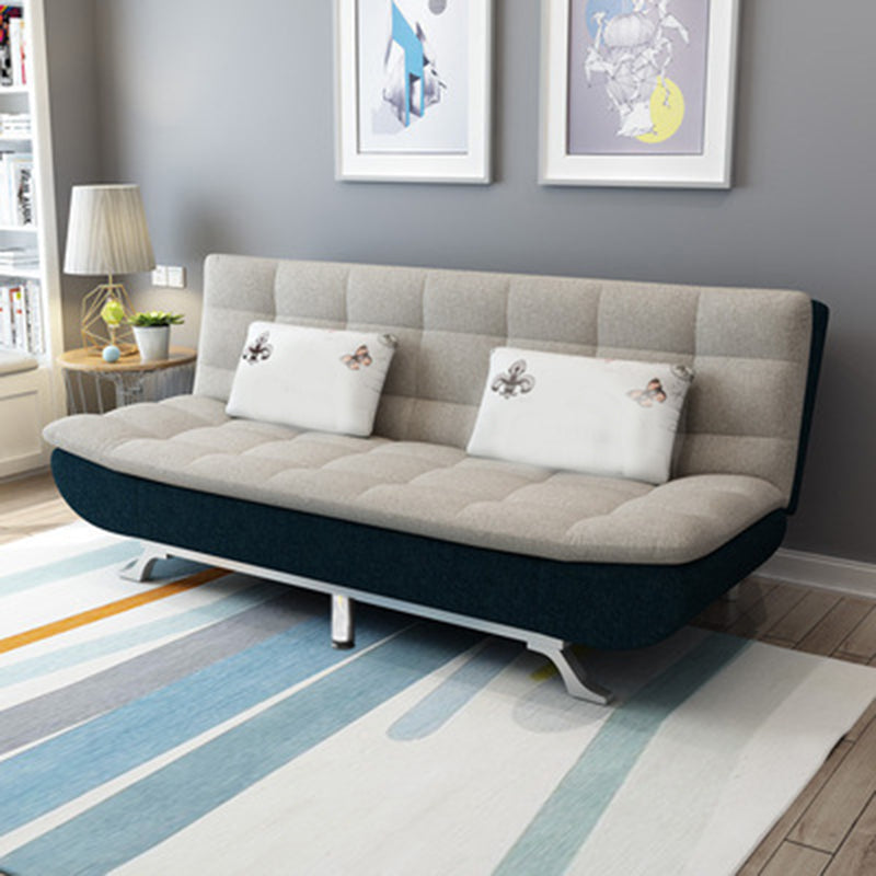 Modern Armless Metal Legs Sofa Faux Leather/Fabric Convertible Sofa Black Gray Clearhalo 'furn' 'furn_sofas' 'Furniture' 'furniture_sofas' 'kitchen' 'kitchen_sofas' 'Living Room Furniture' 'Sofa' 'sofas' 4648264