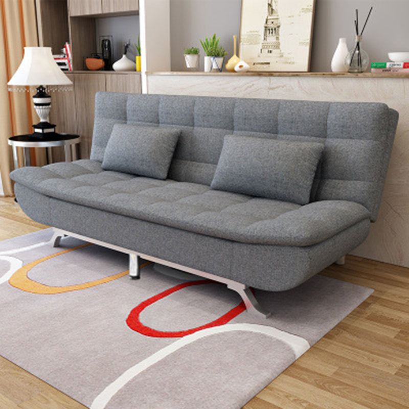 Modern Armless Metal Legs Sofa Faux Leather/Fabric Convertible Sofa Light Gray Clearhalo 'furn' 'furn_sofas' 'Furniture' 'furniture_sofas' 'kitchen' 'kitchen_sofas' 'Living Room Furniture' 'Sofa' 'sofas' 4648266