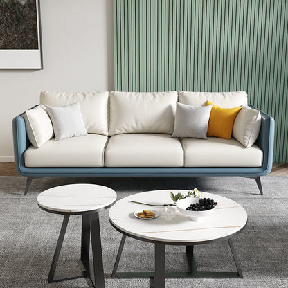 Contemporary Pillow Top Arm Reclining Sofa with Sewn Pillow Back Off-White Clearhalo 'furn' 'furn_sofas' 'Furniture' 'furniture_sofas' 'kitchen' 'kitchen_sofas' 'Living Room Furniture' 'Sofa' 'sofas' 4648277