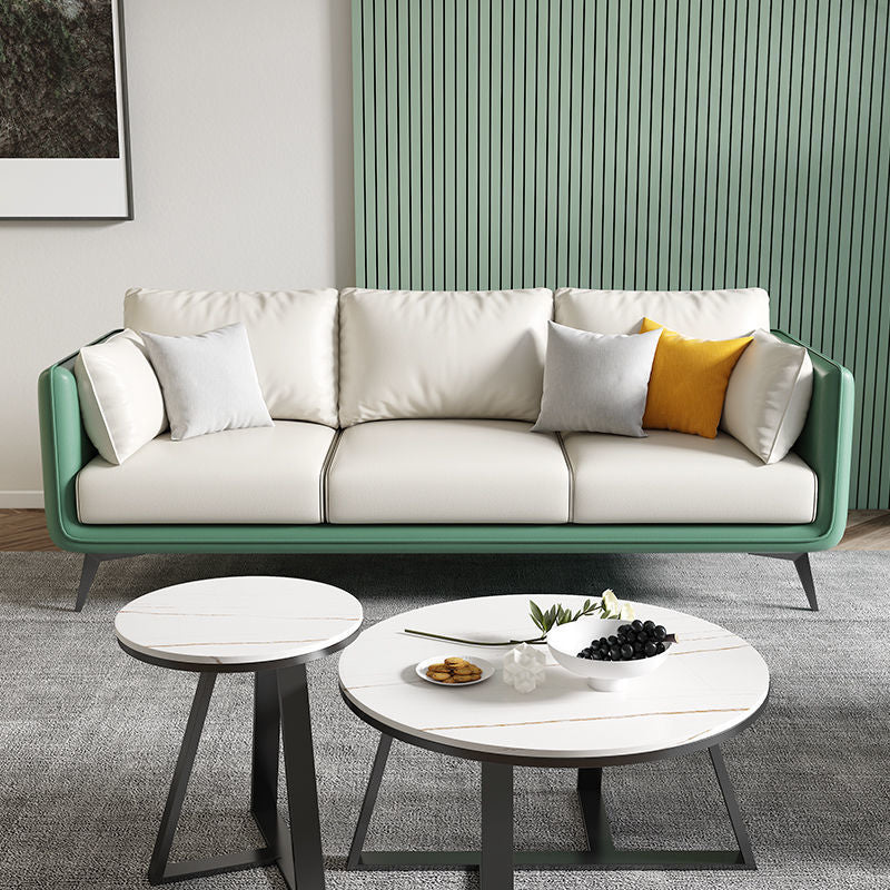 Contemporary Pillow Top Arm Reclining Sofa with Sewn Pillow Back White Green Clearhalo 'furn' 'furn_sofas' 'Furniture' 'furniture_sofas' 'kitchen' 'kitchen_sofas' 'Living Room Furniture' 'Sofa' 'sofas' 4648279