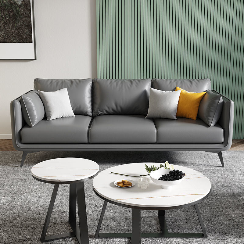 Contemporary Pillow Top Arm Reclining Sofa with Sewn Pillow Back Dark Gray Clearhalo 'furn' 'furn_sofas' 'Furniture' 'furniture_sofas' 'kitchen' 'kitchen_sofas' 'Living Room Furniture' 'Sofa' 'sofas' 4648281