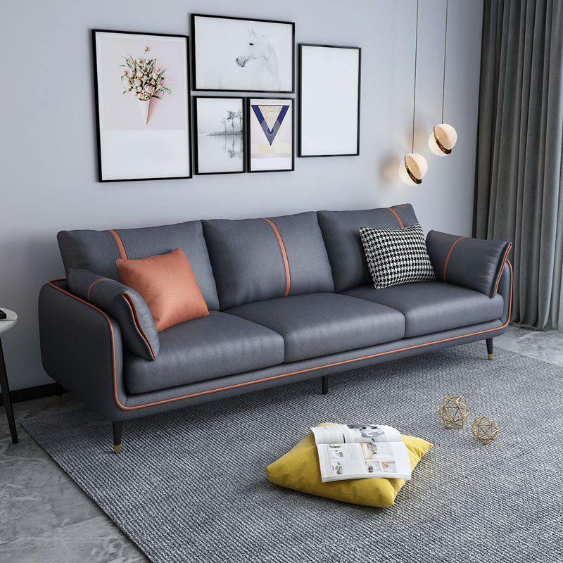 Stationary Stain Resistant 3 Seater Living Room Standard Sofa with Multiple Cushions Dark Gray Clearhalo 'furn' 'furn_sofas' 'Furniture' 'furniture_sofas' 'kitchen' 'kitchen_sofas' 'Living Room Furniture' 'Sofa' 'sofas' 4648292