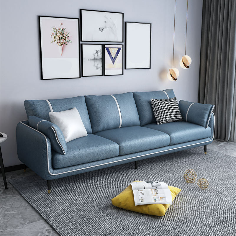 Stationary Stain Resistant 3 Seater Living Room Standard Sofa with Multiple Cushions Blue Clearhalo 'furn' 'furn_sofas' 'Furniture' 'furniture_sofas' 'kitchen' 'kitchen_sofas' 'Living Room Furniture' 'Sofa' 'sofas' 4648295