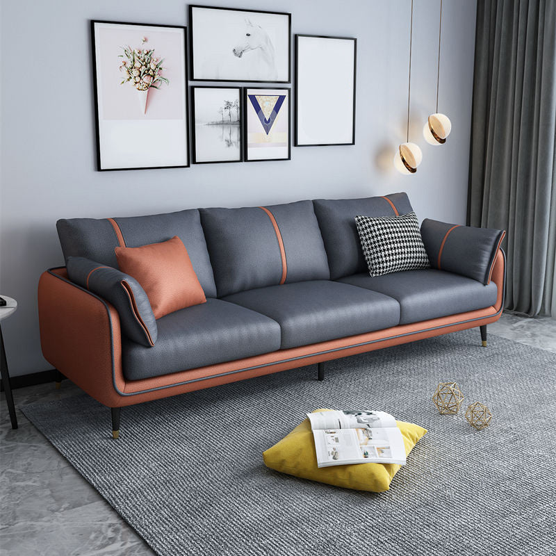 Stationary Stain Resistant 3 Seater Living Room Standard Sofa with Multiple Cushions Orange-Gray Clearhalo 'furn' 'furn_sofas' 'Furniture' 'furniture_sofas' 'kitchen' 'kitchen_sofas' 'Living Room Furniture' 'Sofa' 'sofas' 4648300