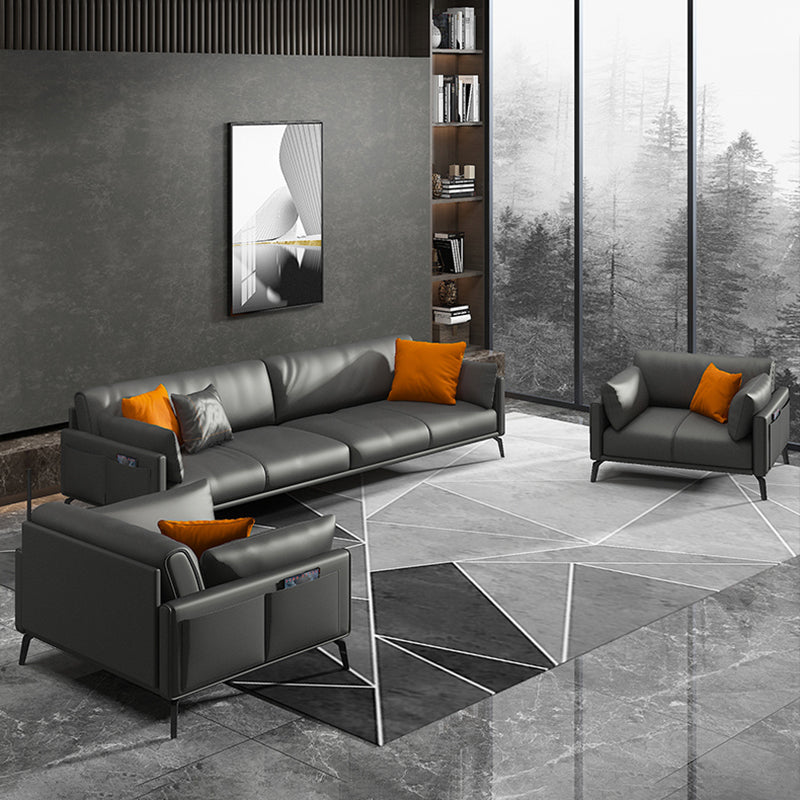 30.31" H Modern Square Arm Sofa With Tight Seat and Loose Back, Brown Clearhalo 'furn' 'furn_sofas' 'Furniture' 'furniture_sofas' 'kitchen' 'kitchen_sofas' 'Living Room Furniture' 'Sofa' 'sofas' 4648310