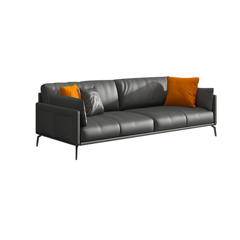 30.31" H Modern Square Arm Sofa With Tight Seat and Loose Back, Brown 60"L x 35"W x 30"H Clearhalo 'furn' 'furn_sofas' 'Furniture' 'furniture_sofas' 'kitchen' 'kitchen_sofas' 'Living Room Furniture' 'Sofa' 'sofas' 4648313