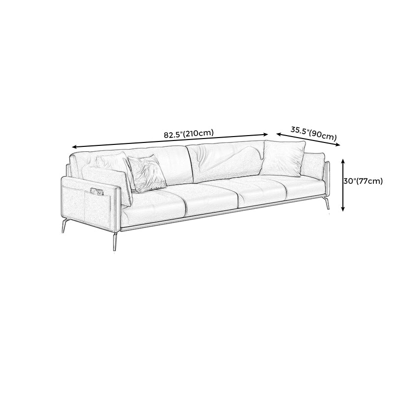 30.31" H Modern Square Arm Sofa With Tight Seat and Loose Back, Brown Clearhalo 'furn' 'furn_sofas' 'Furniture' 'furniture_sofas' 'kitchen' 'kitchen_sofas' 'Living Room Furniture' 'Sofa' 'sofas' 4648318