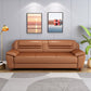 Modern Leather Match Pillow Top Arm Sewn Pillow Back Sofa for Living Room 75"L x 30"W x 31.5"H Brown Clearhalo 'furn' 'furn_sofas' 'Furniture' 'furniture_sofas' 'kitchen' 'kitchen_sofas' 'Living Room Furniture' 'Sofa' 'sofas' 4648320