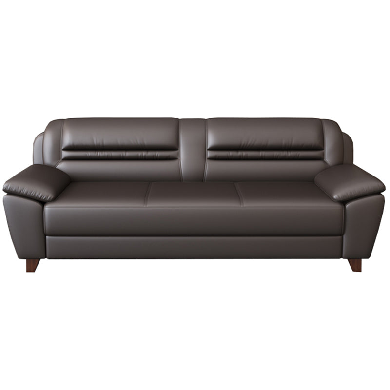 Modern Leather Match Pillow Top Arm Sewn Pillow Back Sofa for Living Room 59"L x 30"W x 31.5"H Coffee Clearhalo 'furn' 'furn_sofas' 'Furniture' 'furniture_sofas' 'kitchen' 'kitchen_sofas' 'Living Room Furniture' 'Sofa' 'sofas' 4648324