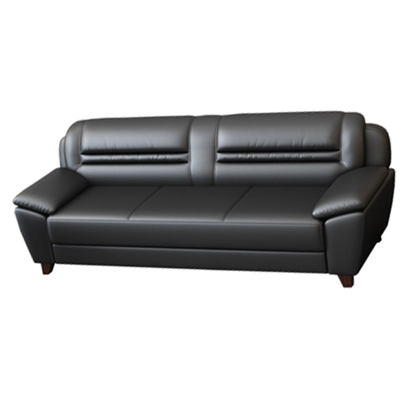 Modern Leather Match Pillow Top Arm Sewn Pillow Back Sofa for Living Room Black Clearhalo 'furn' 'furn_sofas' 'Furniture' 'furniture_sofas' 'kitchen' 'kitchen_sofas' 'Living Room Furniture' 'Sofa' 'sofas' 4648325