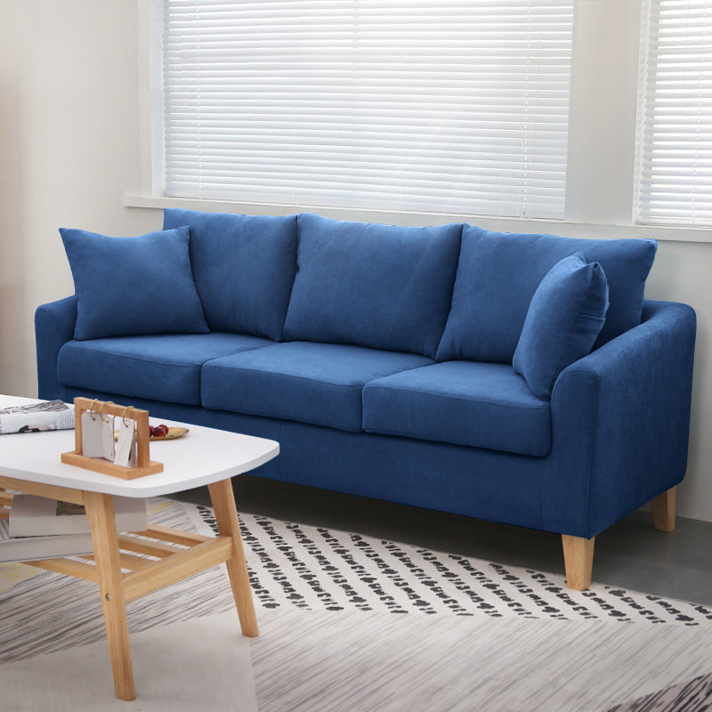 3-Seat Cushions Sofa 68.11*27.56*28.35 Slipcovered Square Arm Sofa Dark Blue Clearhalo 'furn' 'furn_sofas' 'Furniture' 'furniture_sofas' 'kitchen' 'kitchen_sofas' 'Living Room Furniture' 'Sofa' 'sofas' 4648330