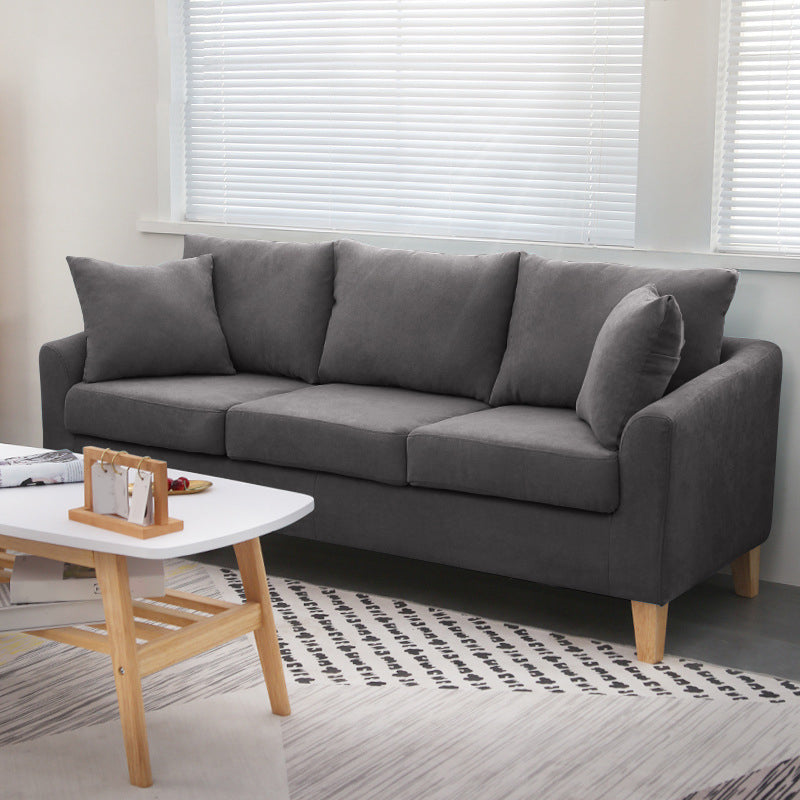 3-Seat Cushions Sofa 68.11*27.56*28.35 Slipcovered Square Arm Sofa Dark Gray Clearhalo 'furn' 'furn_sofas' 'Furniture' 'furniture_sofas' 'kitchen' 'kitchen_sofas' 'Living Room Furniture' 'Sofa' 'sofas' 4648331