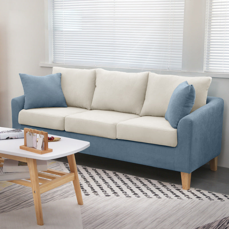 3-Seat Cushions Sofa 68.11*27.56*28.35 Slipcovered Square Arm Sofa Blue-White Clearhalo 'furn' 'furn_sofas' 'Furniture' 'furniture_sofas' 'kitchen' 'kitchen_sofas' 'Living Room Furniture' 'Sofa' 'sofas' 4648334