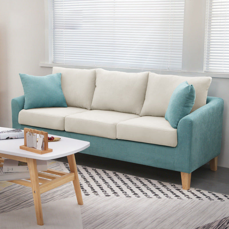 3-Seat Cushions Sofa 68.11*27.56*28.35 Slipcovered Square Arm Sofa White Green Clearhalo 'furn' 'furn_sofas' 'Furniture' 'furniture_sofas' 'kitchen' 'kitchen_sofas' 'Living Room Furniture' 'Sofa' 'sofas' 4648336