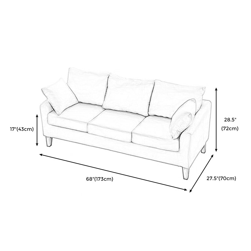 3-Seat Cushions Sofa 68.11*27.56*28.35 Slipcovered Square Arm Sofa Clearhalo 'furn' 'furn_sofas' 'Furniture' 'furniture_sofas' 'kitchen' 'kitchen_sofas' 'Living Room Furniture' 'Sofa' 'sofas' 4648345
