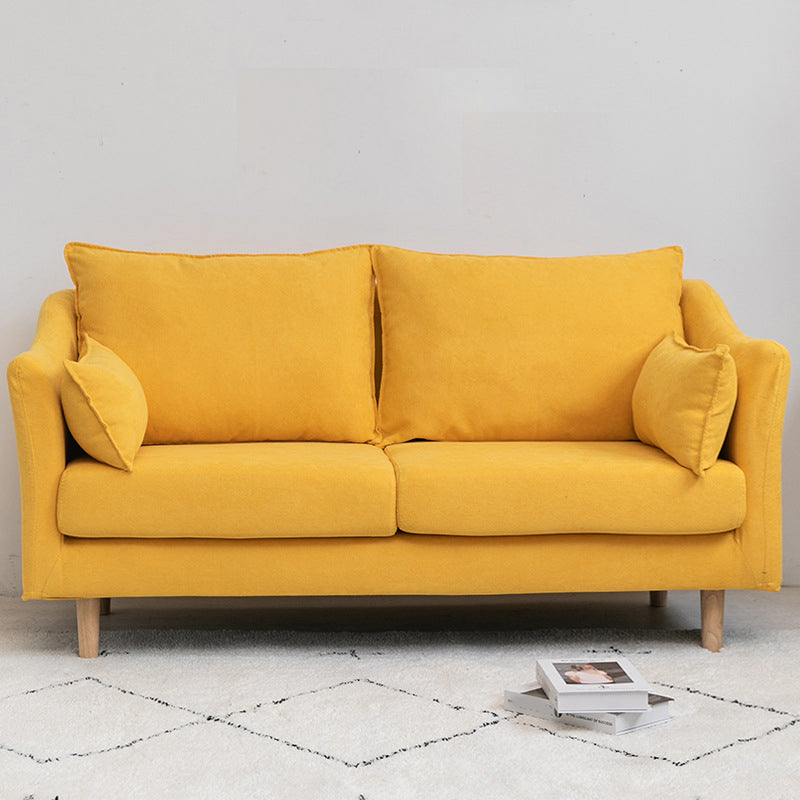 Scandinavian Loose Back Sofa 27.17" H Square Arm Slipcovered Loveseat Yellow Clearhalo 'Furniture' 'furniture_sofas' 'kitchen' 'kitchen_sofas' 'Living Room Furniture' 'Sofa' 'sofas' 4648347