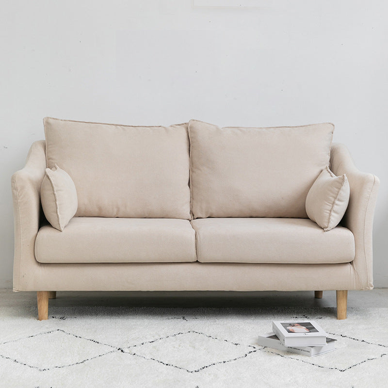 Scandinavian Loose Back Sofa 27.17" H Square Arm Slipcovered Loveseat Light Khaki Clearhalo 'Furniture' 'furniture_sofas' 'kitchen' 'kitchen_sofas' 'Living Room Furniture' 'Sofa' 'sofas' 4648351