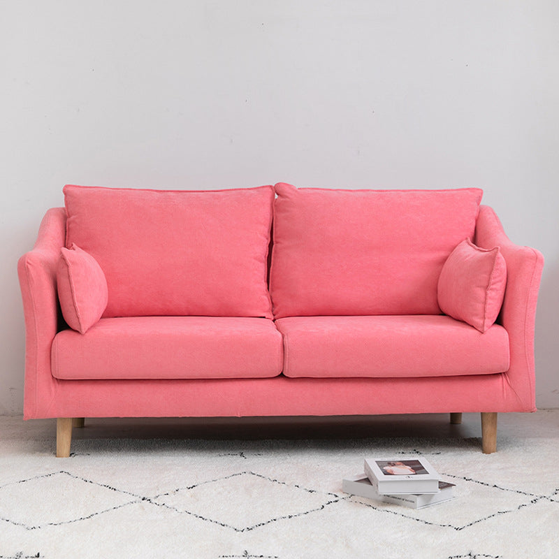 Scandinavian Loose Back Sofa 27.17" H Square Arm Slipcovered Loveseat Rose Bloom Clearhalo 'Furniture' 'furniture_sofas' 'kitchen' 'kitchen_sofas' 'Living Room Furniture' 'Sofa' 'sofas' 4648353