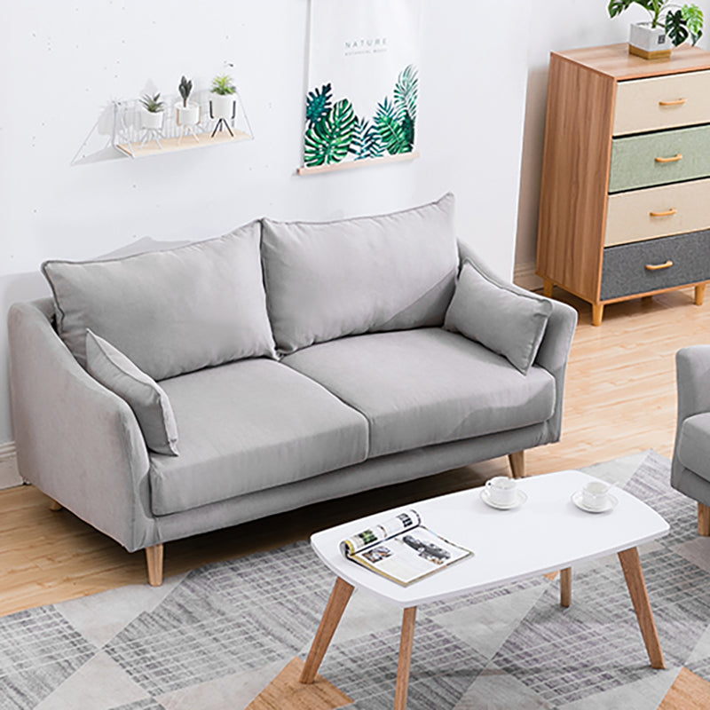 Scandinavian Loose Back Sofa 27.17" H Square Arm Slipcovered Loveseat Clearhalo 'Furniture' 'furniture_sofas' 'kitchen' 'kitchen_sofas' 'Living Room Furniture' 'Sofa' 'sofas' 4648354