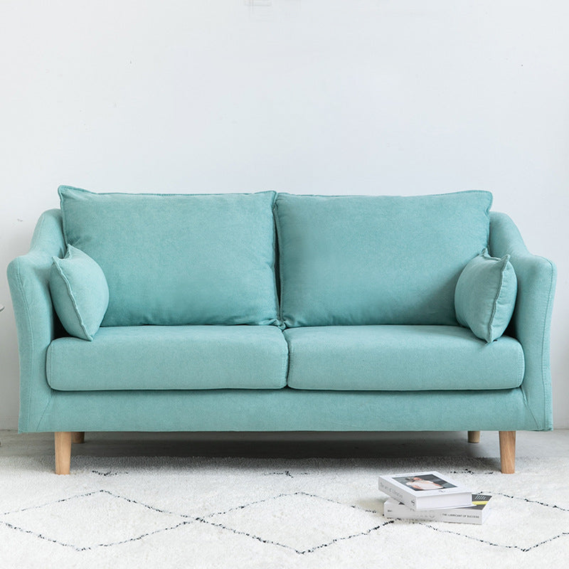 Scandinavian Loose Back Sofa 27.17" H Square Arm Slipcovered Loveseat Lake Blue Clearhalo 'Furniture' 'furniture_sofas' 'kitchen' 'kitchen_sofas' 'Living Room Furniture' 'Sofa' 'sofas' 4648355