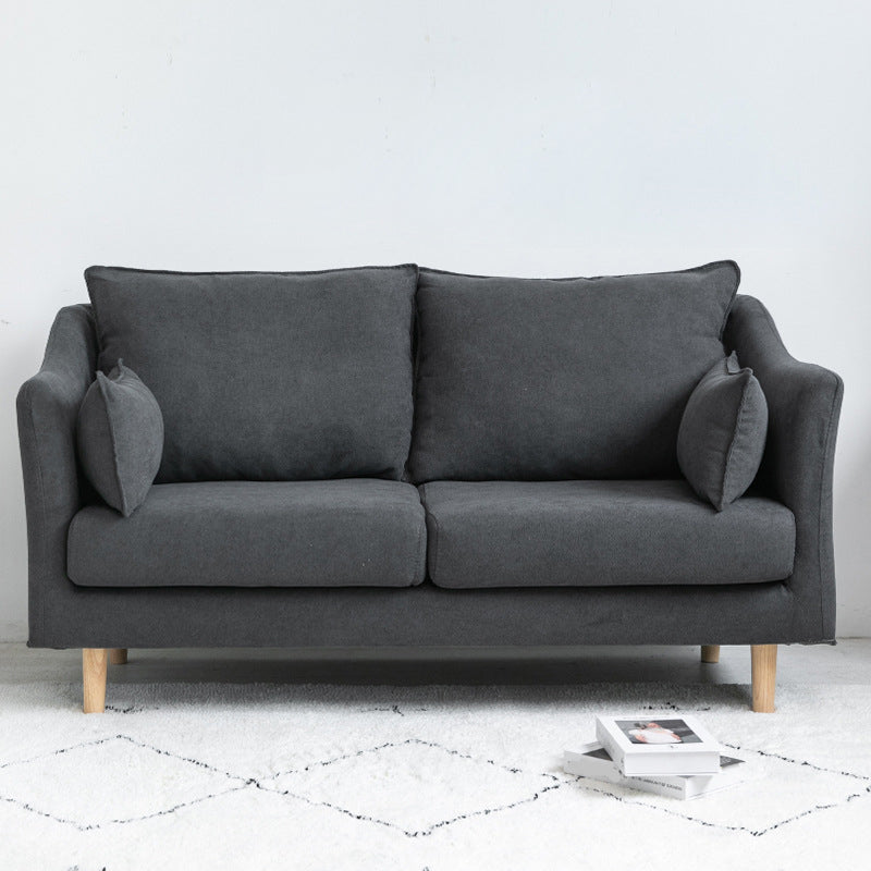 Scandinavian Loose Back Sofa 27.17" H Square Arm Slipcovered Loveseat Dark Gray Clearhalo 'Furniture' 'furniture_sofas' 'kitchen' 'kitchen_sofas' 'Living Room Furniture' 'Sofa' 'sofas' 4648356