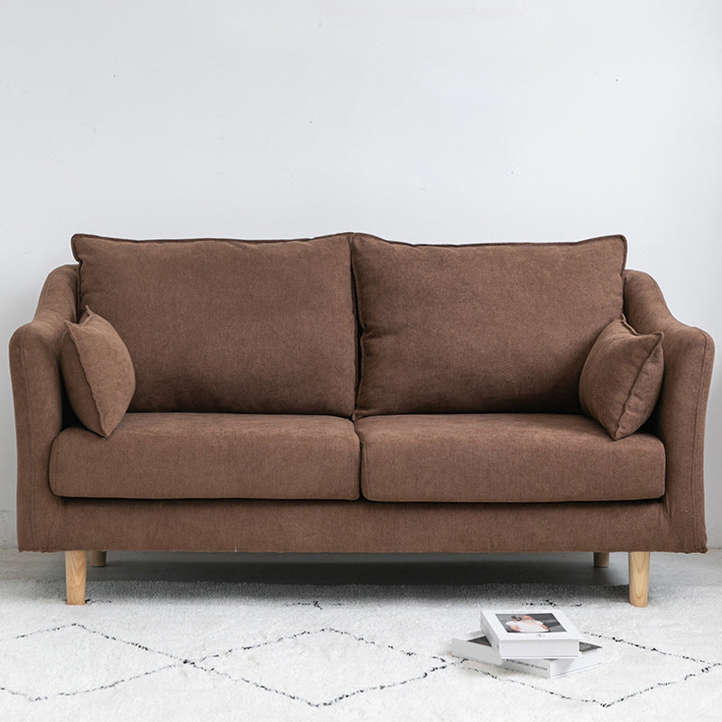 Scandinavian Loose Back Sofa 27.17" H Square Arm Slipcovered Loveseat Coffee Clearhalo 'Furniture' 'furniture_sofas' 'kitchen' 'kitchen_sofas' 'Living Room Furniture' 'Sofa' 'sofas' 4648358