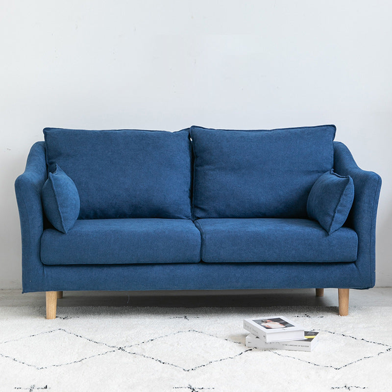 Scandinavian Loose Back Sofa 27.17" H Square Arm Slipcovered Loveseat Dark Blue Clearhalo 'Furniture' 'furniture_sofas' 'kitchen' 'kitchen_sofas' 'Living Room Furniture' 'Sofa' 'sofas' 4648362