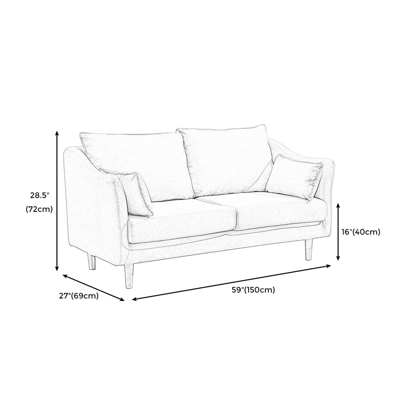 Scandinavian Loose Back Sofa 27.17" H Square Arm Slipcovered Loveseat Clearhalo 'Furniture' 'furniture_sofas' 'kitchen' 'kitchen_sofas' 'Living Room Furniture' 'Sofa' 'sofas' 4648368