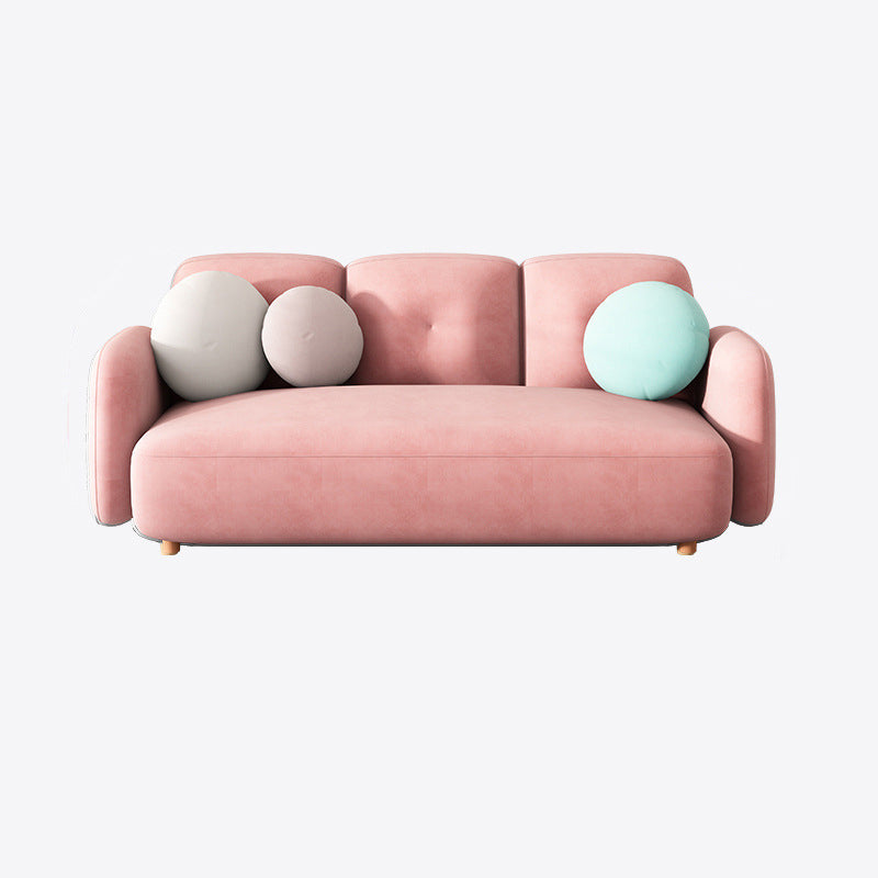 Modern Macaroon 3/4 Seater Sofa Square Arm Standard Cushions Sofa Pink Clearhalo 'furn' 'furn_sofas' 'Furniture' 'furniture_sofas' 'kitchen' 'kitchen_sofas' 'Living Room Furniture' 'Sofa' 'sofas' 4648377