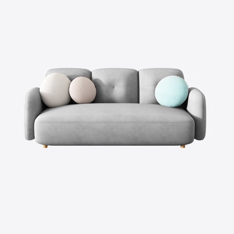 Modern Macaroon 3/4 Seater Sofa Square Arm Standard Cushions Sofa Grey Clearhalo 'furn' 'furn_sofas' 'Furniture' 'furniture_sofas' 'kitchen' 'kitchen_sofas' 'Living Room Furniture' 'Sofa' 'sofas' 4648382