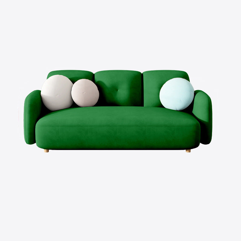 Modern Macaroon 3/4 Seater Sofa Square Arm Standard Cushions Sofa Olive Green Clearhalo 'furn' 'furn_sofas' 'Furniture' 'furniture_sofas' 'kitchen' 'kitchen_sofas' 'Living Room Furniture' 'Sofa' 'sofas' 4648383