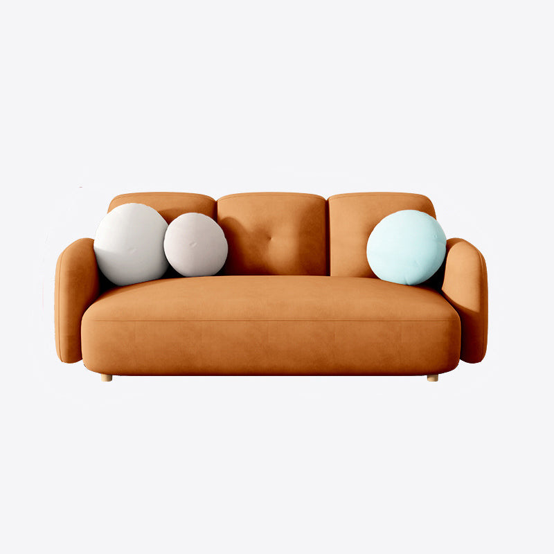 Modern Macaroon 3/4 Seater Sofa Square Arm Standard Cushions Sofa Orange Clearhalo 'furn' 'furn_sofas' 'Furniture' 'furniture_sofas' 'kitchen' 'kitchen_sofas' 'Living Room Furniture' 'Sofa' 'sofas' 4648385