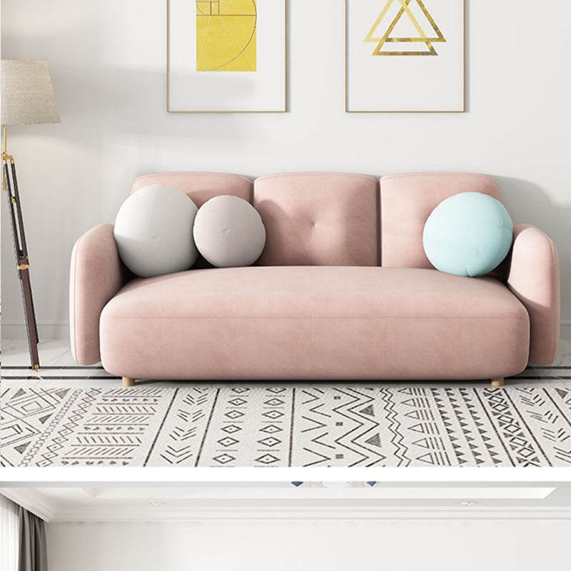 Modern Macaroon 3/4 Seater Sofa Square Arm Standard Cushions Sofa 69"L x 29"W x 31"H Nude Pink Clearhalo 'furn' 'furn_sofas' 'Furniture' 'furniture_sofas' 'kitchen' 'kitchen_sofas' 'Living Room Furniture' 'Sofa' 'sofas' 4648387