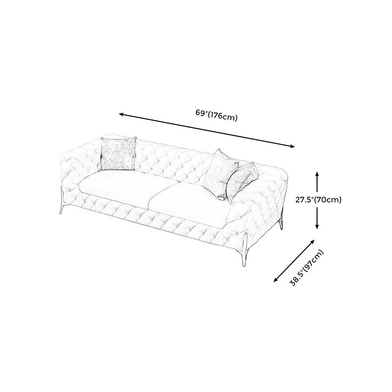 27.95"H Contemporary Glam Leather Beige Tuxedo Arm Sofa For Living Room Clearhalo 'furn' 'furn_sofas' 'Furniture' 'furniture_sofas' 'kitchen' 'kitchen_sofas' 'Living Room Furniture' 'Sofa' 'sofas' 4648404
