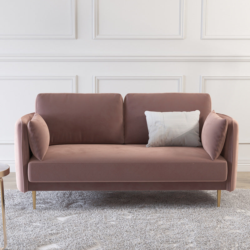 Mid-Century Modern Square Arm Sofa 32.2-In High Cushions Slipcovered Sofa 55"L x 29.5"W x 32"H Purple Pink Clearhalo 'furn' 'furn_sofas' 'Furniture' 'furniture_sofas' 'kitchen' 'kitchen_sofas' 'Living Room Furniture' 'Sofa' 'sofas' 4648406