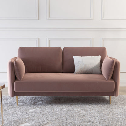 Mid-Century Modern Square Arm Sofa 32.2-In High Cushions Slipcovered Sofa 55"L x 29.5"W x 32"H Purple Pink Clearhalo 'furn' 'furn_sofas' 'Furniture' 'furniture_sofas' 'kitchen' 'kitchen_sofas' 'Living Room Furniture' 'Sofa' 'sofas' 4648406