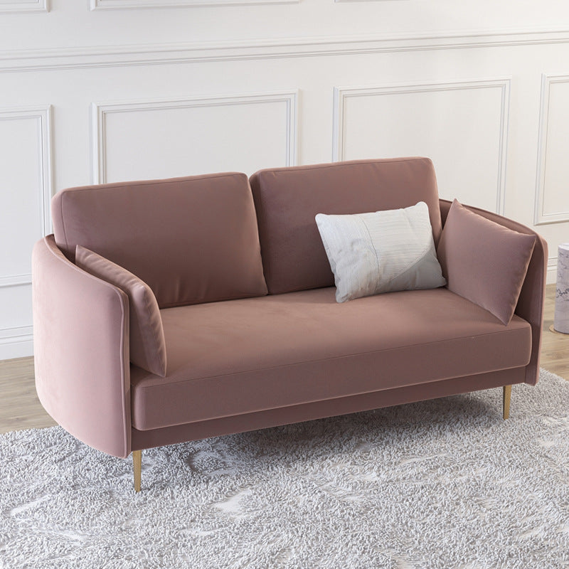 Mid-Century Modern Square Arm Sofa 32.2-In High Cushions Slipcovered Sofa 63"L x 29.5"W x 32"H Purple Pink Clearhalo 'furn' 'furn_sofas' 'Furniture' 'furniture_sofas' 'kitchen' 'kitchen_sofas' 'Living Room Furniture' 'Sofa' 'sofas' 4648407