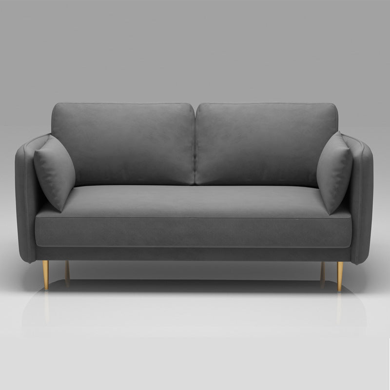 Mid-Century Modern Square Arm Sofa 32.2-In High Cushions Slipcovered Sofa Dark Gray Clearhalo 'furn' 'furn_sofas' 'Furniture' 'furniture_sofas' 'kitchen' 'kitchen_sofas' 'Living Room Furniture' 'Sofa' 'sofas' 4648411
