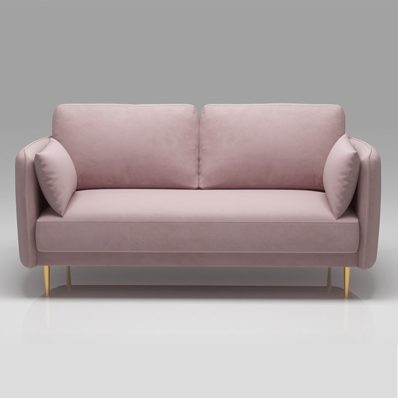 Mid-Century Modern Square Arm Sofa 32.2-In High Cushions Slipcovered Sofa Pink Clearhalo 'furn' 'furn_sofas' 'Furniture' 'furniture_sofas' 'kitchen' 'kitchen_sofas' 'Living Room Furniture' 'Sofa' 'sofas' 4648412