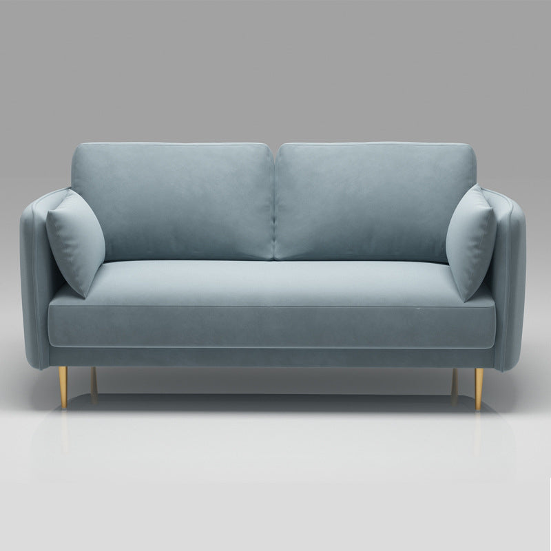 Mid-Century Modern Square Arm Sofa 32.2-In High Cushions Slipcovered Sofa Blue Clearhalo 'furn' 'furn_sofas' 'Furniture' 'furniture_sofas' 'kitchen' 'kitchen_sofas' 'Living Room Furniture' 'Sofa' 'sofas' 4648413