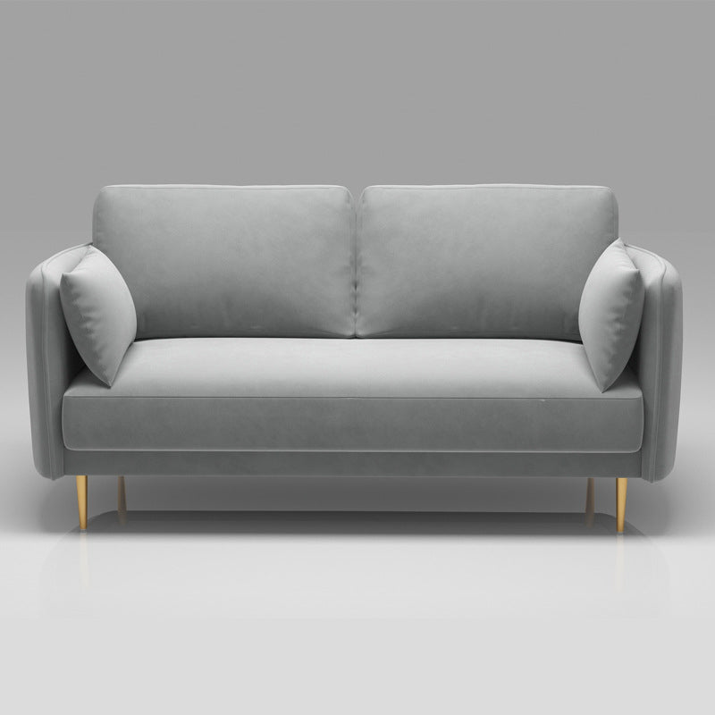 Mid-Century Modern Square Arm Sofa 32.2-In High Cushions Slipcovered Sofa Grey Clearhalo 'furn' 'furn_sofas' 'Furniture' 'furniture_sofas' 'kitchen' 'kitchen_sofas' 'Living Room Furniture' 'Sofa' 'sofas' 4648414