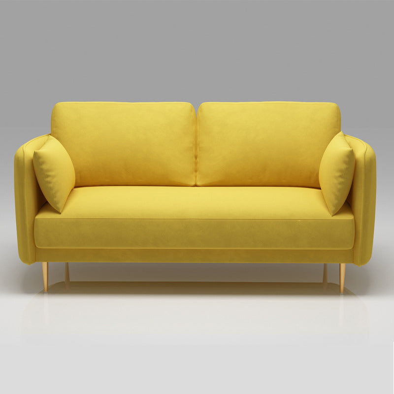 Mid-Century Modern Square Arm Sofa 32.2-In High Cushions Slipcovered Sofa Yellow Clearhalo 'furn' 'furn_sofas' 'Furniture' 'furniture_sofas' 'kitchen' 'kitchen_sofas' 'Living Room Furniture' 'Sofa' 'sofas' 4648417